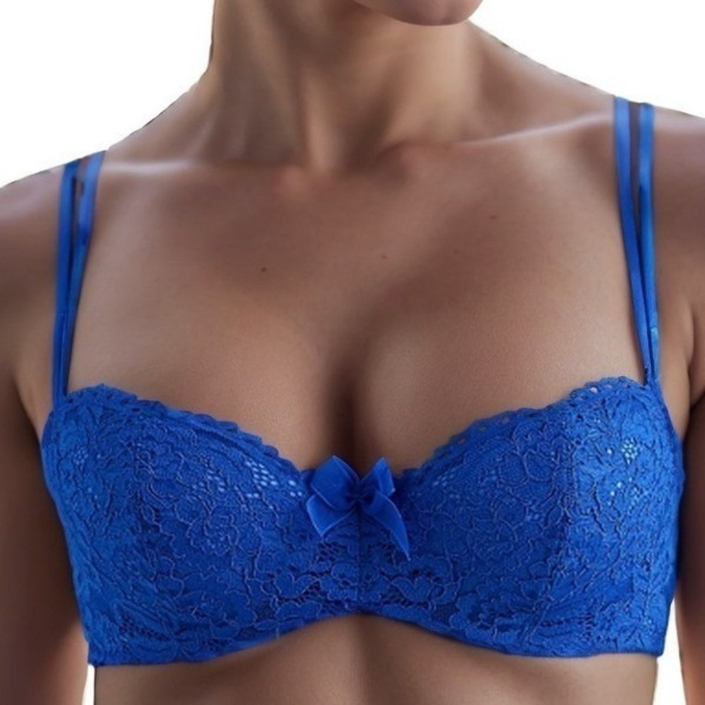 B.tempt'd by‎ Wacoal Women Ciao Bella Balconette Bra Blue 34DD Lace Coquette NWT